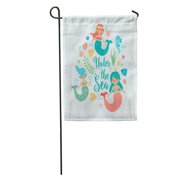 SIDONKU Under The Sea Mermaid Leaves Seashells and Fish Simple Cute Garden Flag Decorative Flag House Banner 28x40 inch