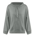 thumbnail image 4 of Women's Tunic Tops Winter Loose Fit Hooded Long Sleeve Cap One Shoulder with Pocket Solid Color Leisure Polyester Sweatshirts Hoodies(Grey,XL), 4 of 5