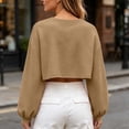 thumbnail image 4 of Women's Plus Size Corduroy Long Sleeve Crew Neck Top Cropped Loose Casual, 4 of 9