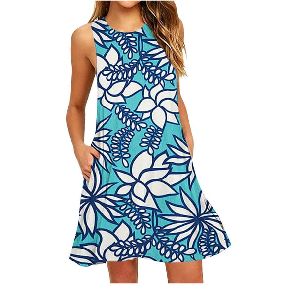Plus Size Midi Dress Boho Dress for Women 2023,Women's Vintage Floral Dress Loose Flowy Dress Round Neck Pockets Beach Dress Summer Dress for Women