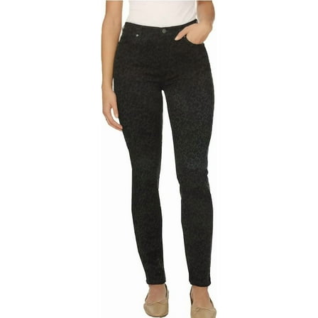 Buffalo Ladies' High-Rise Tencel Blend Pant |6/28, Black Tonal Leopard