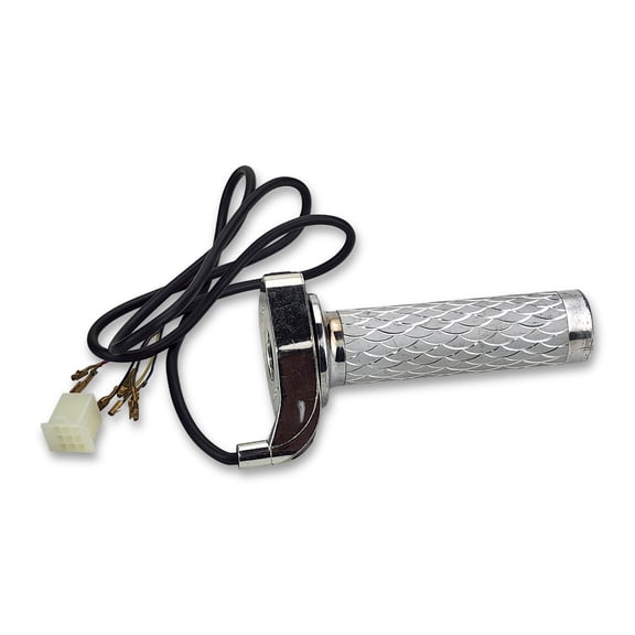 Chrome Left Grip 22mm - w/ on/off switch & button. Mini chopper, Scooter, Pocket Bike