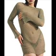 thumbnail image 3 of Vestido Mini de Punto con Mangas Largas y Espalda Descubierta para Mujer Color Oliva S, 3 of 10
