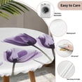 thumbnail image 3 of Purple Tulip Floral Round Tablecloth for 45-54 Inch Tables,Fitted Table Cover with Elastic Edge,Pastel Country White Wildflower Waterproof Outdoor Table Cloth Protector for Patio Garden Dinner Picnic, 3 of 9