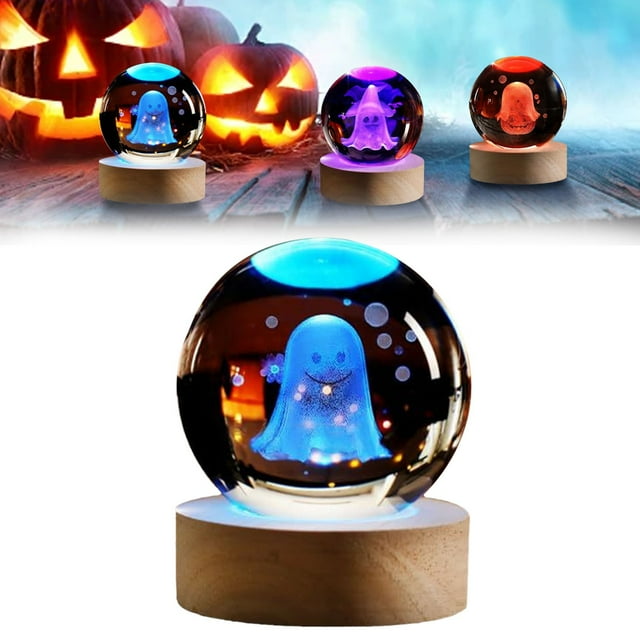 WHEANG Halloween Lighted In ,Halloween Carved With Luminous Glass Children's Small Night Light Ornament