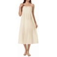 thumbnail image 2 of Women 100% Cotton Long Full Slips for Under Dresses Lace Camisoles Slip Dress Chemise Petticoat, 2 of 6