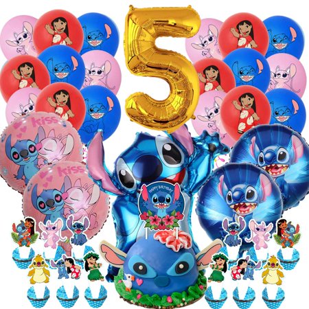 Stitch Party Supplies 5th Decor Kit Balloons Birthday Cake Topper Decorations