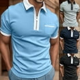 thumbnail image 2 of Sngxgn Shirts for Men Fit Short Sleeve Print Polo Shirt(Light Blue,M), 2 of 5