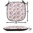 thumbnail image 4 of Unicorn Party Chair Seating Cushion Set of 4, Cartoon Pattern with Colorful Maned Horn Horse and Ice Creams, Seat Pads for Office with Anti-slip Backing, 16"x16", Multicolor, by Ambesonne, 4 of 7
