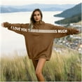 thumbnail image 5 of BLTIBY I Love You This Much Valentine's Sweatshirts Hoodies for Women Men Long Sleeve Drawstring Cute Pullover Tops Fashion Holiday Outfit with Pockets Brown M, 5 of 8