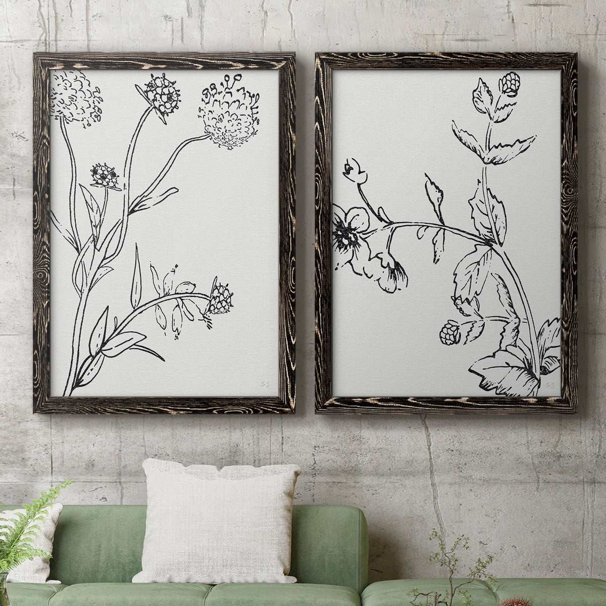 Botanical Study I - Premium Framed Canvas 2 Piece Set - Ready to Hang