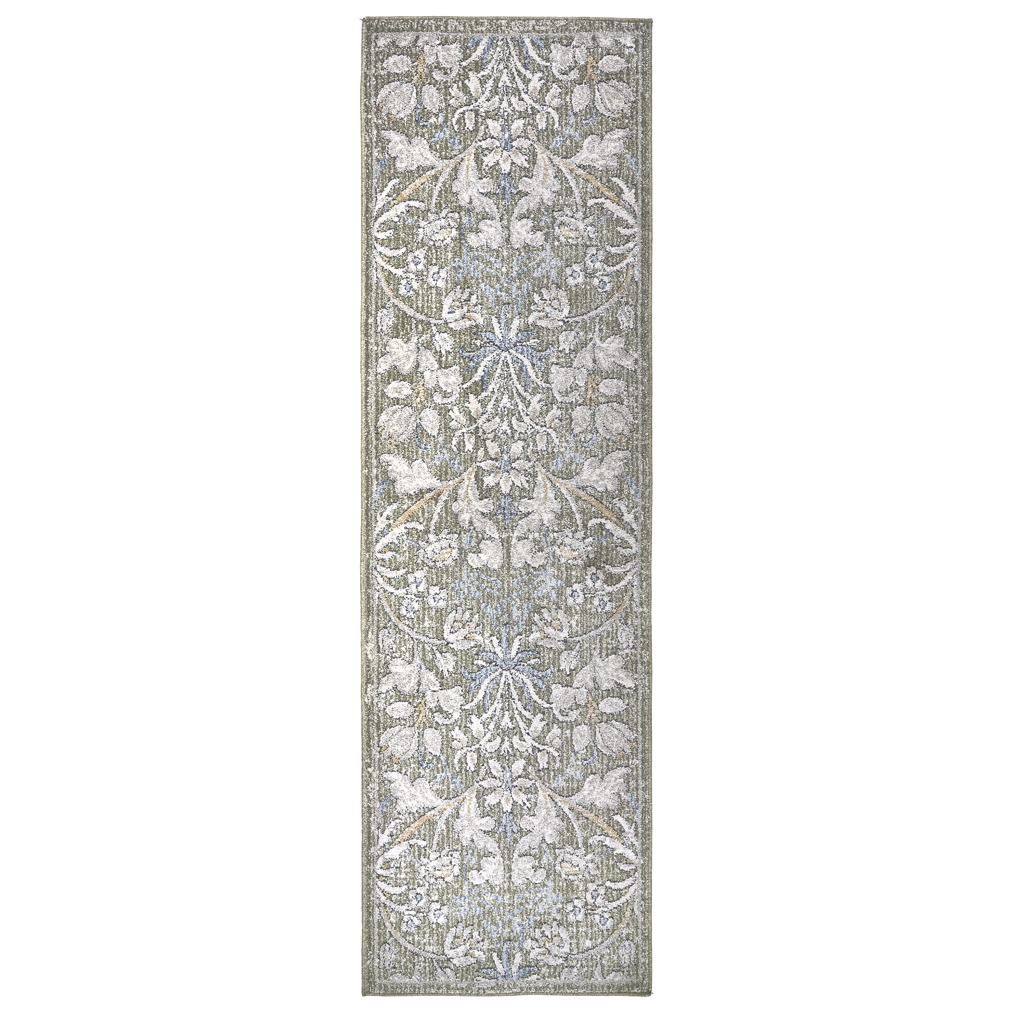 Paradis Hora Transitional Floral Green Area Rug, 2x8