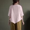 thumbnail image 4 of Camisetas de Algodón para Mujeres de Ajuste Suelto, Cuello en V Algodón Y Lino, Casual Suelto Camisa de Manga Corta, 4 of 7