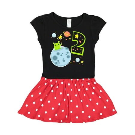

Inktastic Cute Second Birthday Alien in Space Gift Toddler Girl Dress