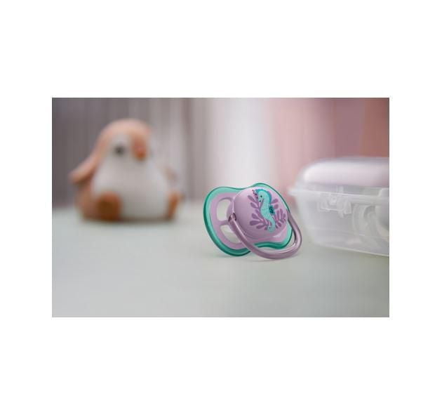 Philips Avent Ultra Air Pacifier 6-18m, puffer fish / sea horse, 2 pack, SCF085/61, Avent Ultra Air Pacifier 6-18m pufferfish 2pk