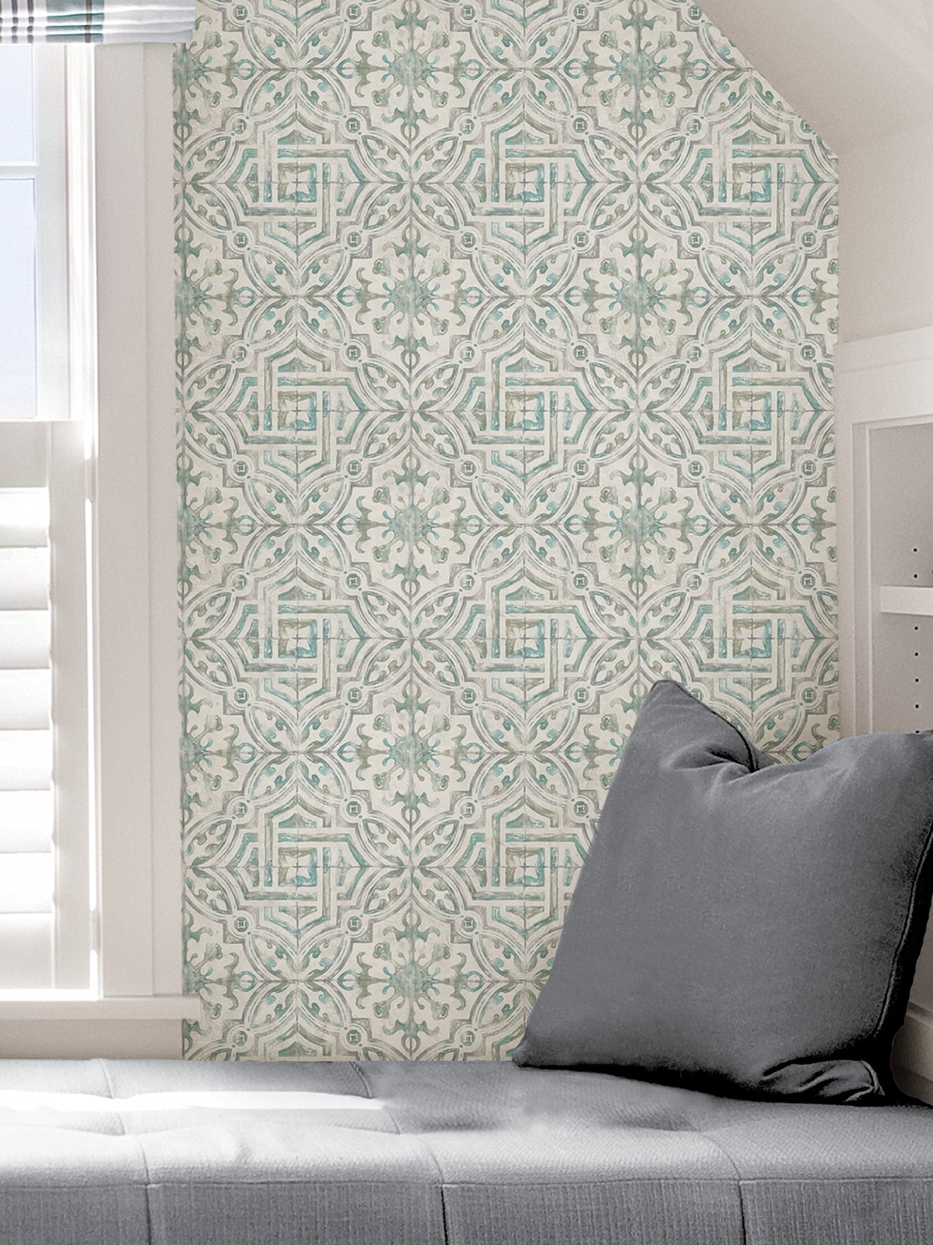 Nuwallpaper Teal and Grey Landondale Peel & Stick Wallpaper