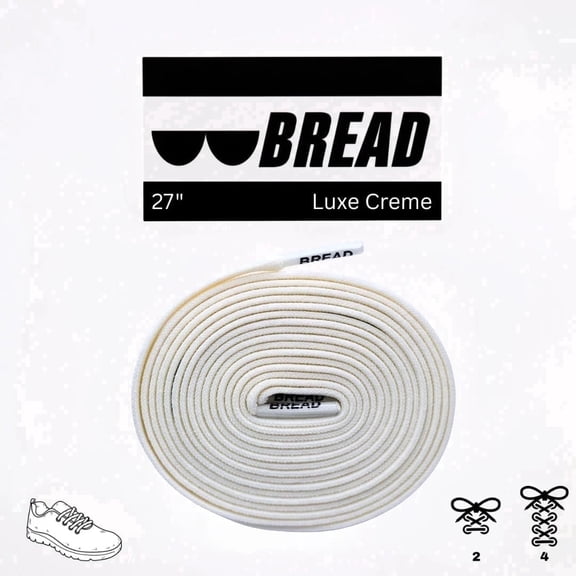 Bread Elastic Shoelaces, No Tie Stretch Shoelaces for Easy Slip-on, Luxe Creme, 120"