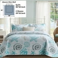 thumbnail image 6 of Coastal Quilt Set - Lightweight Soft Blue Coastal Bedspread for Beach House Bedroom Decor – Includes Quilt and Shams (Queen), 6 of 8