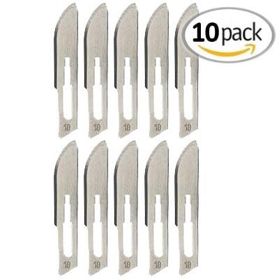 - 10pc Sterile Surgical Grade Replacement Scalpel Blades Universal Fit - Size 10