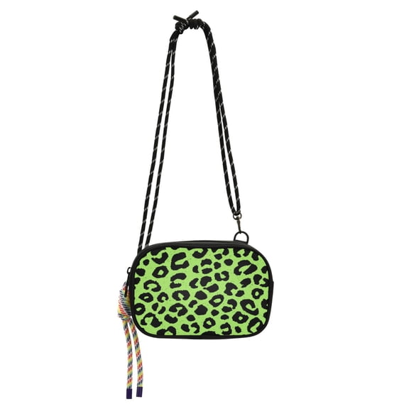 Women's Crossbody Phone Bag Small Wallet Purse with Detachable Rope Strap Travel Handbags Neon Green Leopard Print