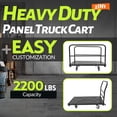 thumbnail image 2 of KOJEM 42x24 inch Steel Truck Cart Flat Dolly Cart Flatbed with 2200 lbs Capacity Platform Truck Heavy Duty Lumber Drywall Dolly 4 Swivel Casters Board with w/1 Front & 2 Side Handrails Black, 2 of 9