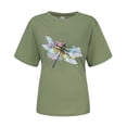 thumbnail image 5 of Hauts d'Été pour Femmes, Blouses Décontractées Élégantes 2024, T-Shirts Mode Décontractée Imprimé Col Rond Manches Courtes T-Shirt Vert, 5 of 5