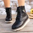 thumbnail image 2 of Rokment Retro Platform Chunky Combat Boots for Women Casual Studded Leather Lace up Motorcycle Riding Ankle Booties with Side Zipper Fall Winter, 2 of 6