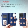 thumbnail image 3 of Dteck for iPhone 16 Pro Max Wallet Case, 2 In 1 Detachable Protective Phone Case Women Men Kickstand flip Cover Wrist Strap Zipper Credit Card Holder Slots for iPhone 16 Pro Max,Blue, 3 of 6