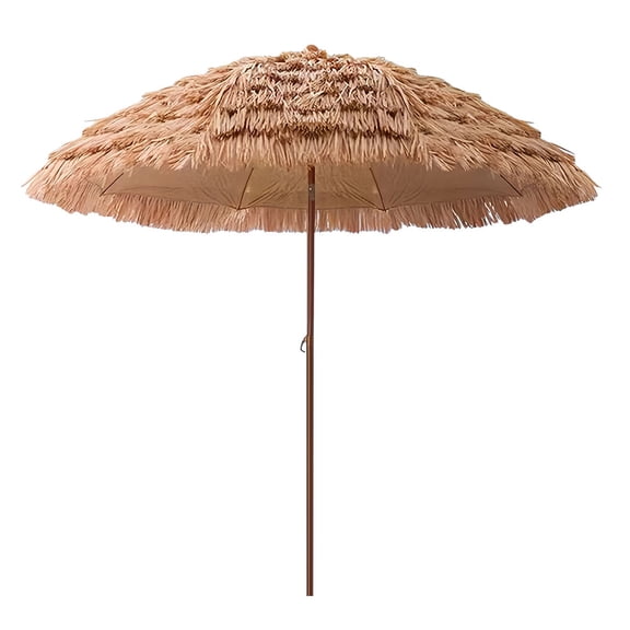 Boiijkre 6.2ft UPF 50 Tiki Thatched Patio Umbrella, Hawaiian 8 Rib Adjustable Beach Umbrella with Carry Bag