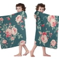 thumbnail image 4 of Pioneer Flower Floral Print Pattern Hooded Bath Towel，60"x35" for Ages 3 To 12 Kids, Quick Dry Lightweight Soft Microfiber Hood Beach Towel Cover Up for Kids, 4 of 7