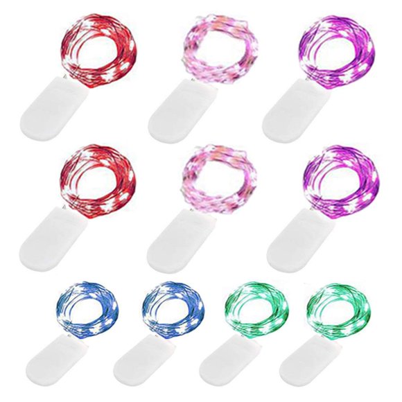 10 Pack Fairy Lights Battery Operated 6.6ft 20 Led Mini String Lights Silver Wire Starry Lights for DIY Wedding Party Festival Halloween Christmas (10 Pack, Multi-Colored)