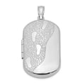 thumbnail image 1 of White Sterling Silver Charm Pendant 30 mm 19 Rhodium-Plated 30Mm Footprints Rectangular Locket, 1 of 3