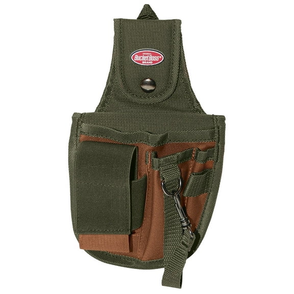 Bucket Boss 54120 Rear Guard Pouch, 5-Pocket, Poly Ripstop Fabric, Brown/Green, 6 in W, 10 in H, 1-1/2 in D
