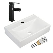 Aquaterior Wall Mount Ceramic Sink w/ One Hold Bathroom Faucet Single Handle ORB