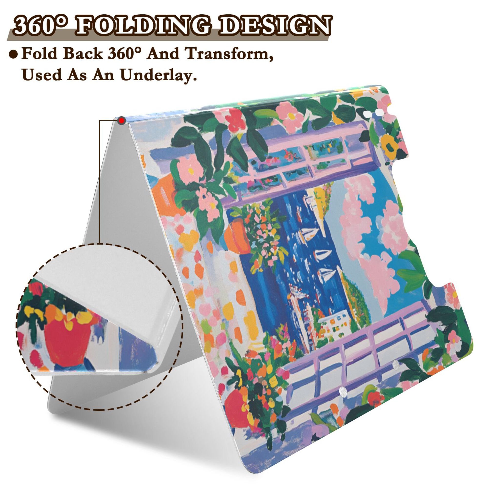 FORMRS A4 Clipboard Folder with Pen Holder Horizontal Foldable School Office Binder, Floral Window