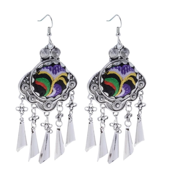 Joyería Colgante Pendientes Aretes Dama Borlas Perno Prisionero Retro Multicolor Púrpura
