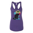 thumbnail image 2 of Cool California Beach Kitten Silhouette Sun Cat | Womens Cat Lover Jersey Racerback Tank Top, Purple Rush, Small, 2 of 4