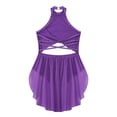 thumbnail image 3 of Jhaoyu Kids Girls Shiny Backless Ballet Leotard Dress with Skirt Lyrical Jazz Latin Modern Purple 16, 3 of 9