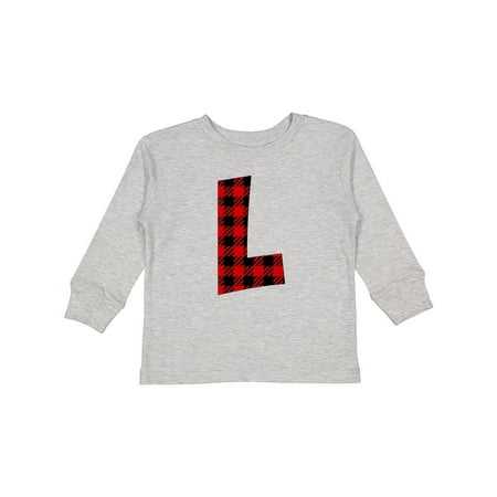 

Inktastic Red Buffalo Plaid Initial L Gift Toddler Boy or Toddler Girl Long Sleeve T-Shirt