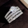thumbnail image 5 of 2 Pcs/Set Romantic 925 Silver Ring Cubic Zirconia Engagement Party Gifts Sz 6-10, 5 of 9