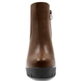 thumbnail image 3 of BLISSFUL STEP Women's Chelsea Boots Platform Block Cleated Sole Heel Brown 9.5, 3 of 7