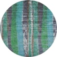 thumbnail image 2 of Addison Rugs Mayfield Premium Machine Washable Transitional Stripes Teal Round Rug, 8' x 8', 2 of 6