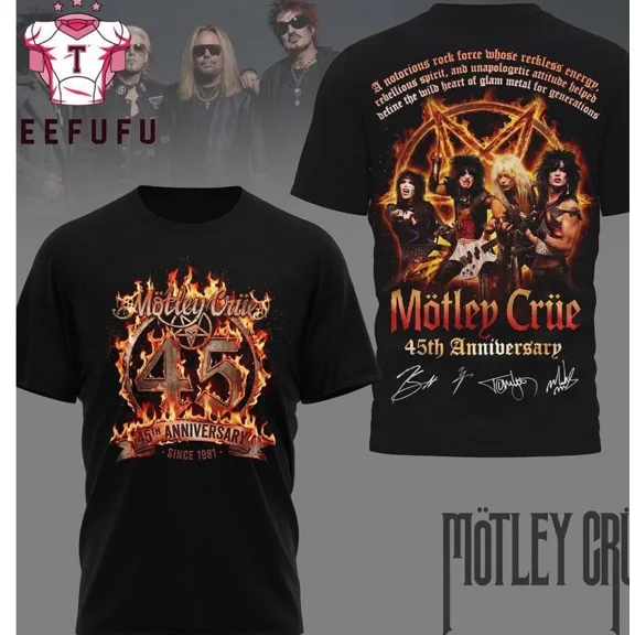 Motley Crue 45th Anniversary Tour 2026 T-Shirt For Fan
