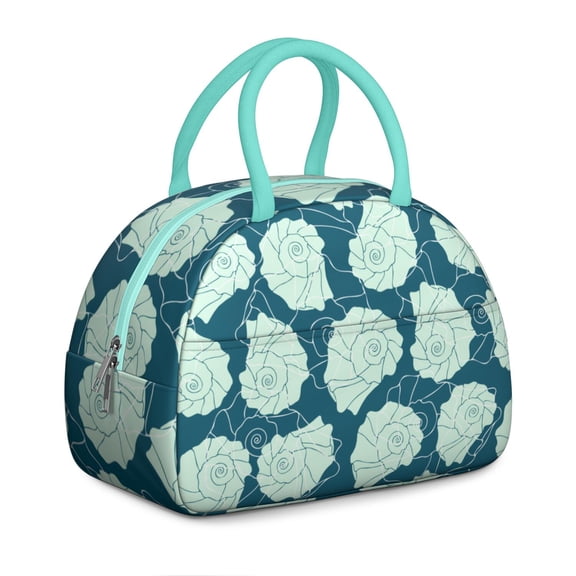 Insulated Lunch Bag Women, Reusable Seashell Conch Swirl Pattern Tote Lunch Box, Leakproof Cooler Lunch Bags for Work Office Travel Picnic