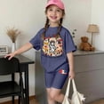 thumbnail image 5 of CCRFTGI 4th of July Girls' Clothing Sets Summer Outfits Size 7 2 Piece Outfits Patriotic Cute Clothing Sets Freedom 250th anniversary T Shirt and Elastic Waist Shorts Athletic Navy 5-6 Years, 5 of 5