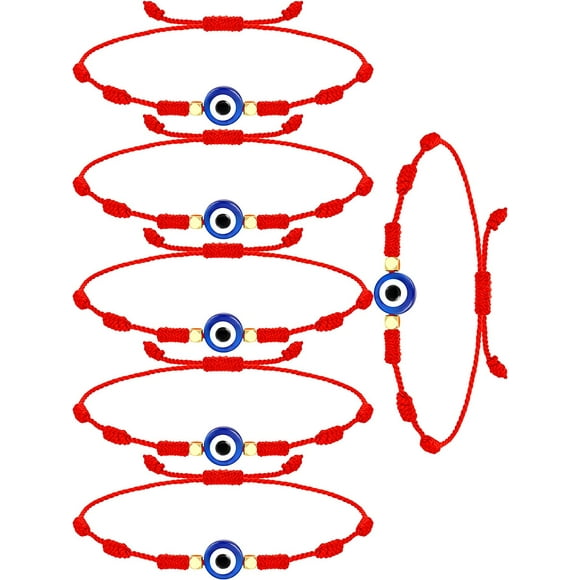 6 Pieces Red Bracelets Adjustable Evil Eye Kont Bracelets