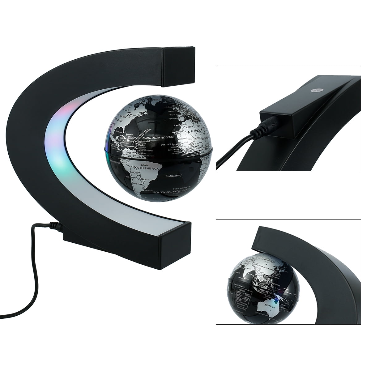 Magnetic Floating Globe Levitation C-Shape LED World Map Home Decor FOR 