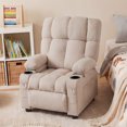 thumbnail image 4 of JONPONY Kids Recliner Chair,Push Back Toddler Recliner with Cup Holders & Side Pockets，Adjustable Footrest & Headrest Kids Sofa for Boys Girls 3+ Age Group，Children's Bedroom Furniture ，Beige, 4 of 12
