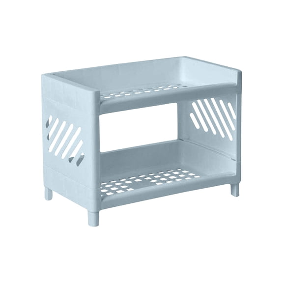 2-Tier Plastic Storage Shelf – Desktop Double Layer Organizing Rack for Student Desk,Cosmetics,Stationery,Bathroom,Kitchen Countertop,9.4 x 5.9 x 7 Inches