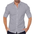 thumbnail image 2 of Styesk Chemises pour Hommes Chemise à Col à Revers à Boutons Rayée Ample Décontractée à Manches Longues, 2 of 8